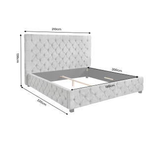 PARIS CHESTERFIELD bouclé franciaágy - 180×200cm - szürke