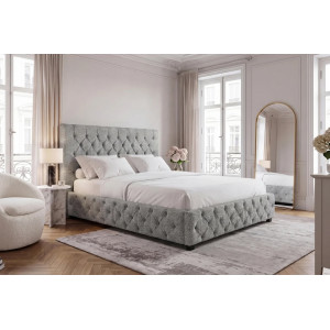 PARIS CHESTERFIELD bouclé franciaágy - 180×200cm - szürke