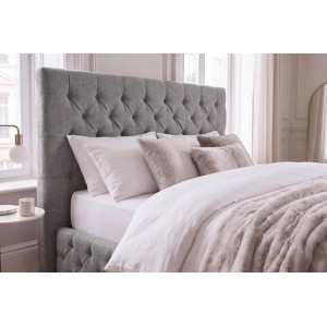 PARIS CHESTERFIELD bouclé franciaágy - 180×200cm - szürke