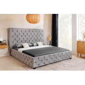 PARIS CHESTERFIELD bouclé franciaágy - 180×200cm - szürke