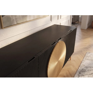 AURUM tömör mangófa komód  - 177cm -  fekete/arany