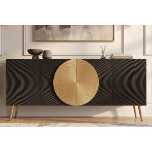 AURUM tömör mangófa komód  - 177cm -  fekete/arany INVICTA