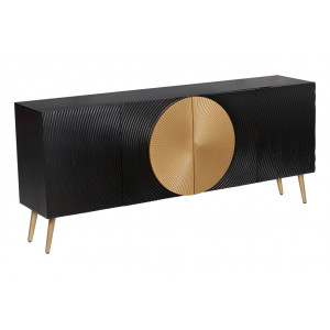 AURUM tömör mangófa komód  - 177cm -  fekete/arany