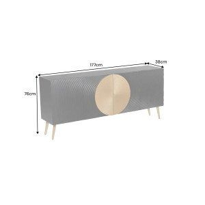 AURUM tömör mangófa komód  - 177cm -  fekete/arany