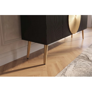 AURUM tömör mangófa komód  - 177cm -  fekete/arany