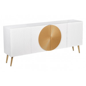 AURUM tömör mangófa komód - 177cm - fehér/arany