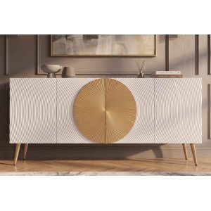 AURUM tömör mangófa komód - 177cm - fehér/arany INVICTA