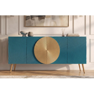 AURUM tömör mangófa komód - 177cm -  türkiz/arany INVICTA
