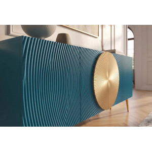 AURUM tömör mangófa komód - 177cm -  türkiz/arany