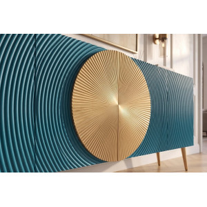 AURUM tömör mangófa komód - 177cm -  türkiz/arany