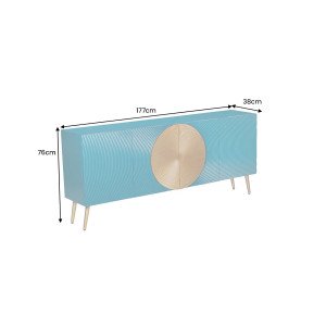 AURUM tömör mangófa komód - 177cm -  türkiz/arany