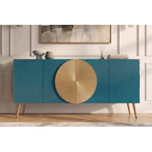 AURUM tömör mangófa komód - 177cm -  türkiz/arany INVICTA