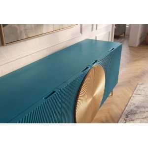AURUM tömör mangófa komód - 177cm -  türkiz/arany