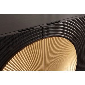 AURUM tömör mangófa magas komód - 100cm - fekete/arany