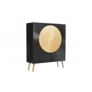 AURUM tömör mangófa magas komód - 100cm - fekete/arany