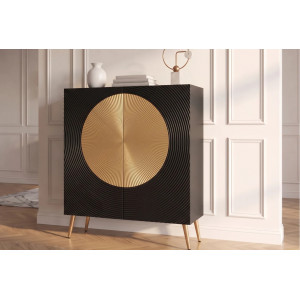 AURUM tömör mangófa magas komód - 100cm - fekete/arany INVICTA