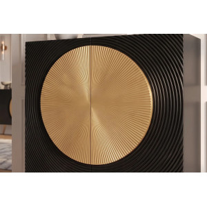 AURUM tömör mangófa magas komód - 100cm - fekete/arany