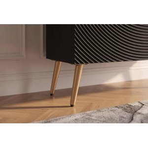 AURUM tömör mangófa magas komód - 100cm - fekete/arany