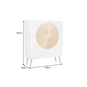 AURUM tömör mangófa magas komód - 100cm - fehér/arany