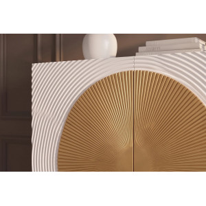 AURUM tömör mangófa magas komód - 100cm - fehér/arany