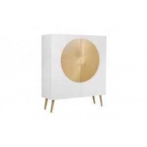 AURUM tömör mangófa magas komód - 100cm - fehér/arany