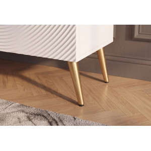 AURUM tömör mangófa magas komód - 100cm - fehér/arany