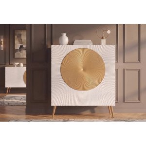 AURUM tömör mangófa magas komód - 100cm - fehér/arany INVICTA