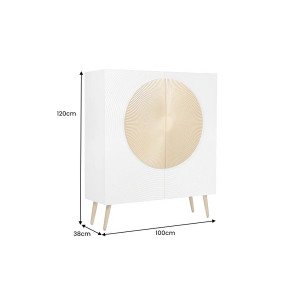 AURUM tömör mangófa magas komód - 100cm - fehér/arany