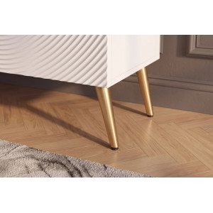 AURUM tömör mangófa magas komód - 100cm - fehér/arany