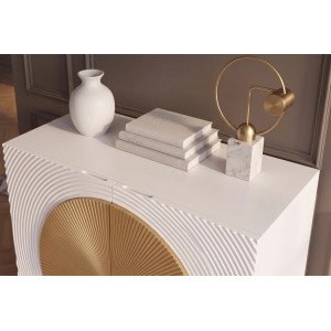 AURUM tömör mangófa magas komód - 100cm - fehér/arany