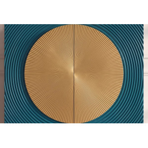 AURUM tömör mangófa magas komód - 100cm - türkiz/arany