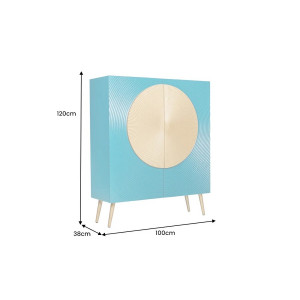 AURUM tömör mangófa magas komód - 100cm - türkiz/arany