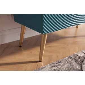 AURUM tömör mangófa magas komód - 100cm - türkiz/arany