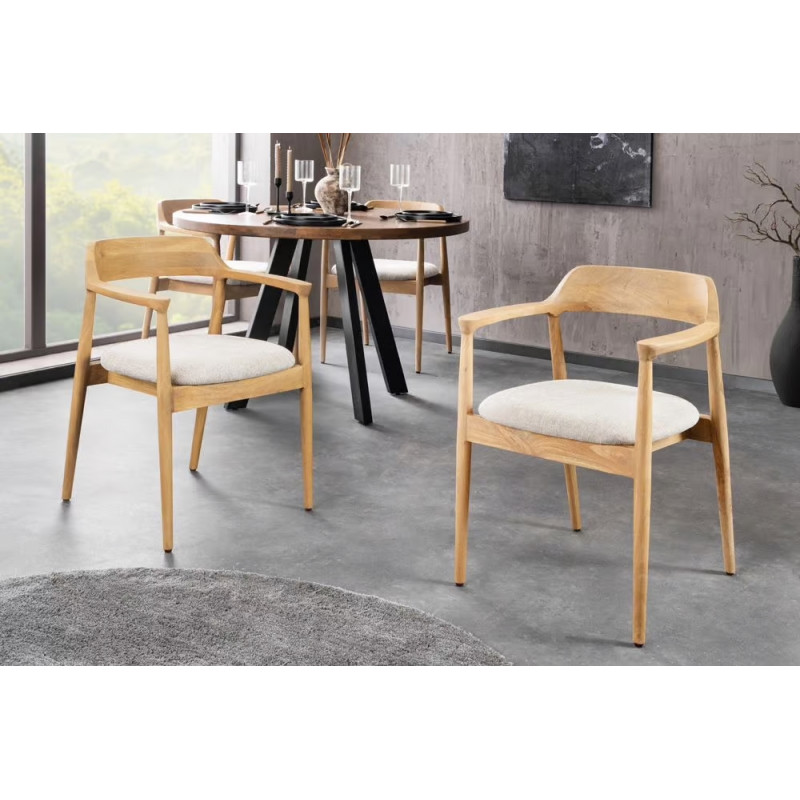 FORMA modern mangófa étkezőszék - beige/natúr