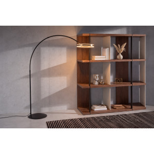 ELVARO prémium LED állólámpa állítható fénygyűrűvel – 217 cm - fekete/arany Állólámpák