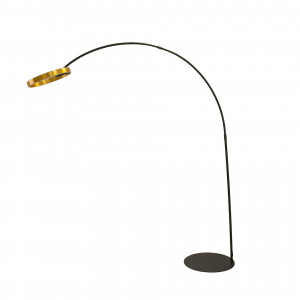 ELVARO prémium LED állólámpa állítható fénygyűrűvel – 217 cm - fekete/arany