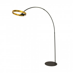 ELVARO prémium LED állólámpa állítható fénygyűrűvel – 217 cm - fekete/arany