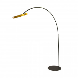 ELVARO prémium LED állólámpa állítható fénygyűrűvel – 217 cm - fekete/arany