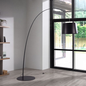 LIVARO prémium állítható íves állólámpa – 214 cm - matt fekete