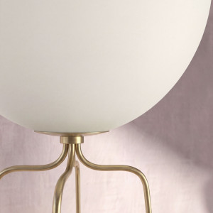 SOLENA prémium üveggömbös állólámpa – 170 cm - fehér/arany