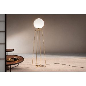 SOLENA prémium üveggömbös állólámpa – 170 cm - fehér/arany Állólámpák