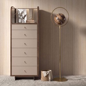 ORLENA prémium mintázott üveggömbös állólámpa – 165 cm -  barna/arany