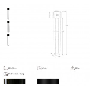 SANTILLANA prémium állólámpa - 150 cm - fekete/arany