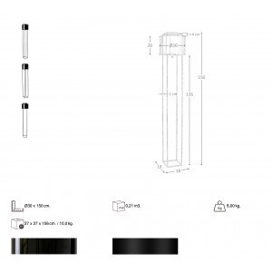 SANTILLANA prémium állólámpa - 150 cm - fekete/arany