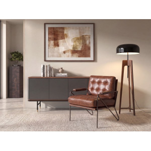 BRIONES prémium fa állólámpa – 152 cm - dió/fekete