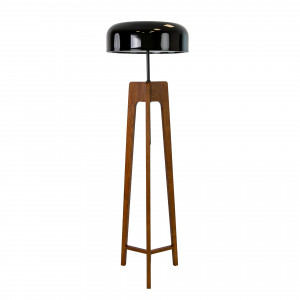 BRIONES prémium fa állólámpa – 152 cm - dió/fekete