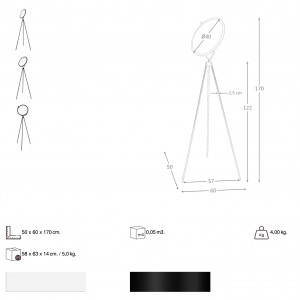 RONCAL prémium LED állólámpa állítható fénykoronggal – 170 cm - fekete