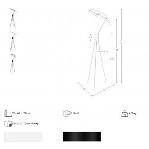 ALARCON prémium állólámpa – 177 cm - fekete