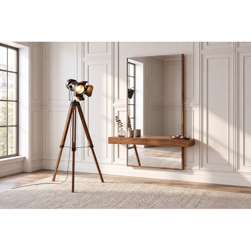 TARAZONA prémium reflektor állólámpa – 101–145 cm - dió/fekete
