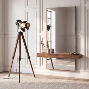 TARAZONA prémium reflektor állólámpa – 101–145 cm - dió/fekete